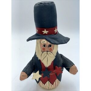 Vintage Hand Painted Oil Cloth Uncle Sam Americana Folk Art  By Susie Nordley